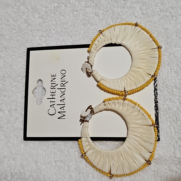 Catherine Malandrino White Round Earrings New - Picture 1 of 8
